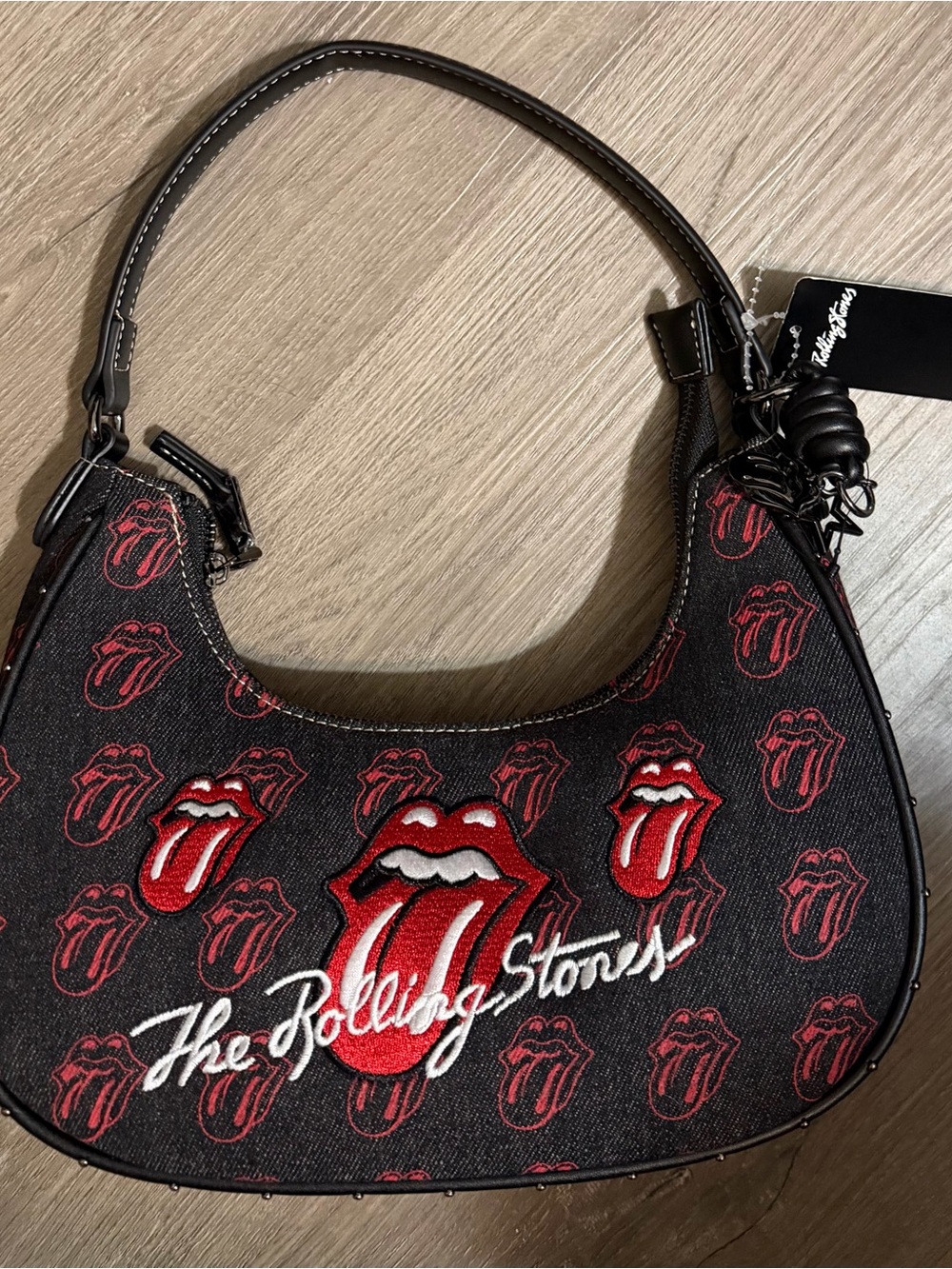 The Rolling Stones Shoulder Bag with Red Tongue Motif